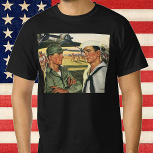 T-shirt Heróis Patrióticos Vintage, Homens Militares Unifo