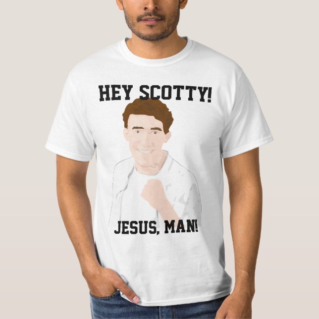 T-shirt Hey Scotty, Jesus, homem! (Frente)