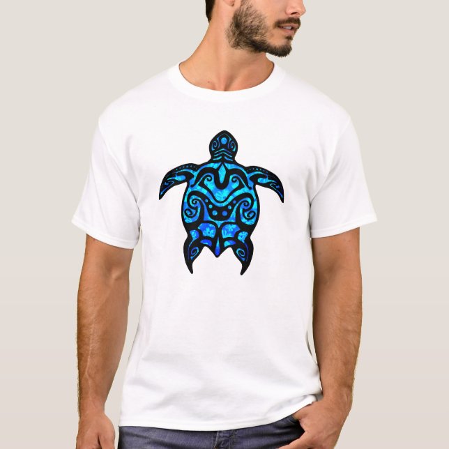 T-shirt Hibiscus tribal da tartaruga (Frente)