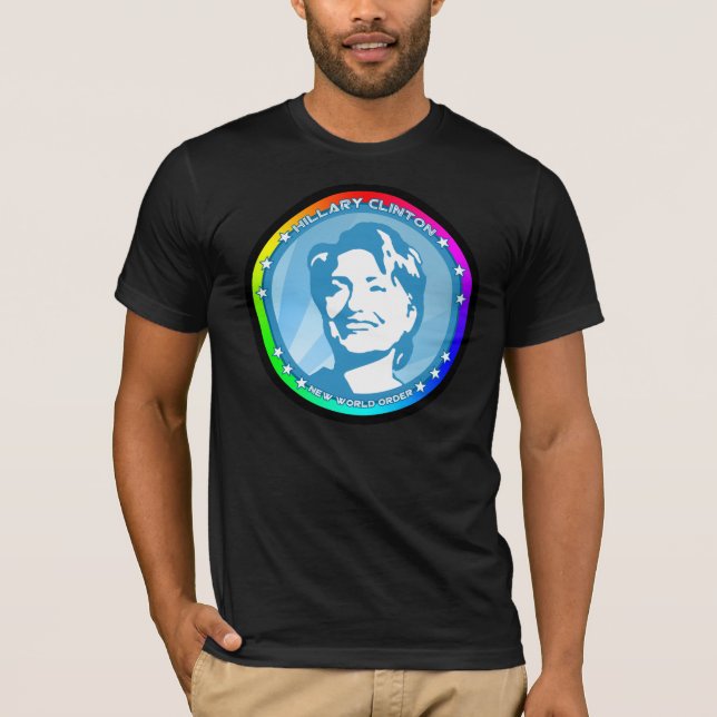 T-shirt hillary clinton. arco-íris. (Frente)