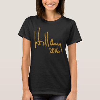 T-shirt Hillary Clinton Autografa Faux Dourada Glitter