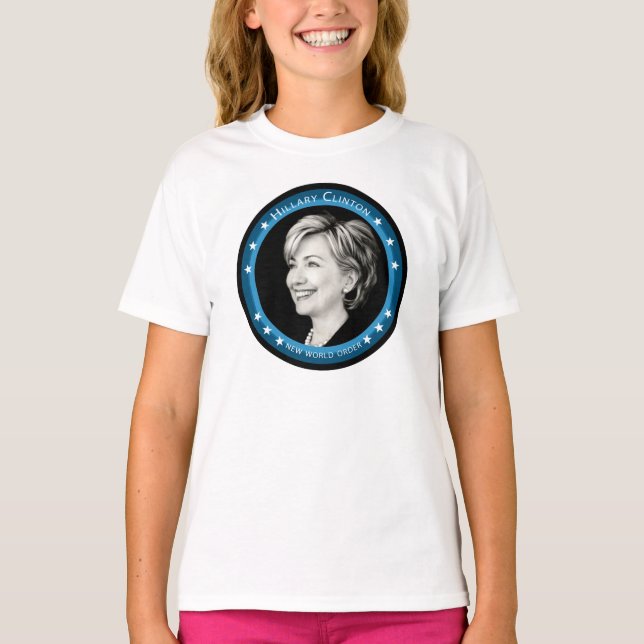 T-shirt hillary clinton : raios azuis : (Frente)
