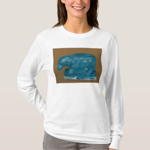 T-shirt Hippopotamus azul com decoração preta