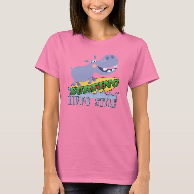 T-shirt Hippopotamus do surfista (Frente)