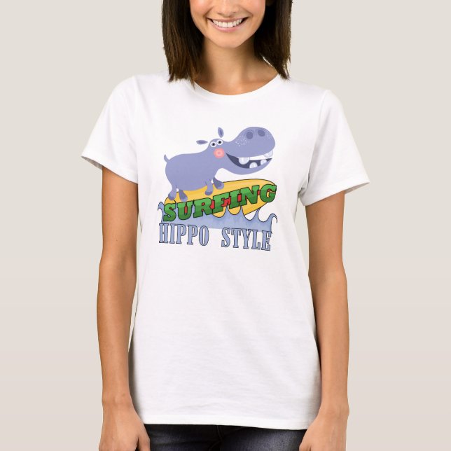T-shirt Hippopotamus do surfista (Frente)