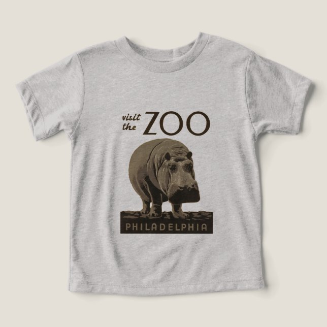 T-shirt Hippopotamus vintage hippo zoo poster wpa (Design frontal)