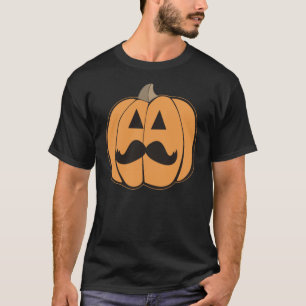T-shirt Hipster de Halloween Jack O'Lanterna com bigode
