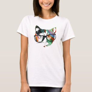 T-shirt Hipster Gatinho com óculos