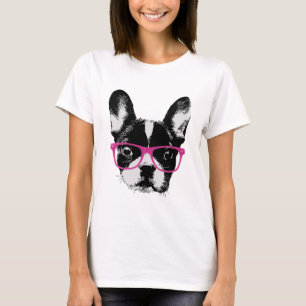 T-shirt Hipster Nerdy da mamã do buldogue francês