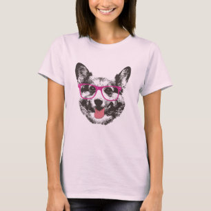 T-shirt Hipster Nerdy do cão do Corgi