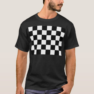 T-shirt Hipster retro do tabuleiro de damas preto e branco