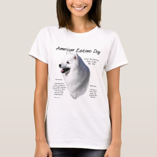 T-shirt História Americana Do Cachorro Eskimo; Tudo Sobre  (Frente)