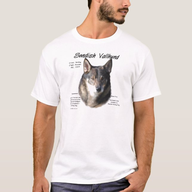 T-shirt História do Vallhund Sueco (Frente)