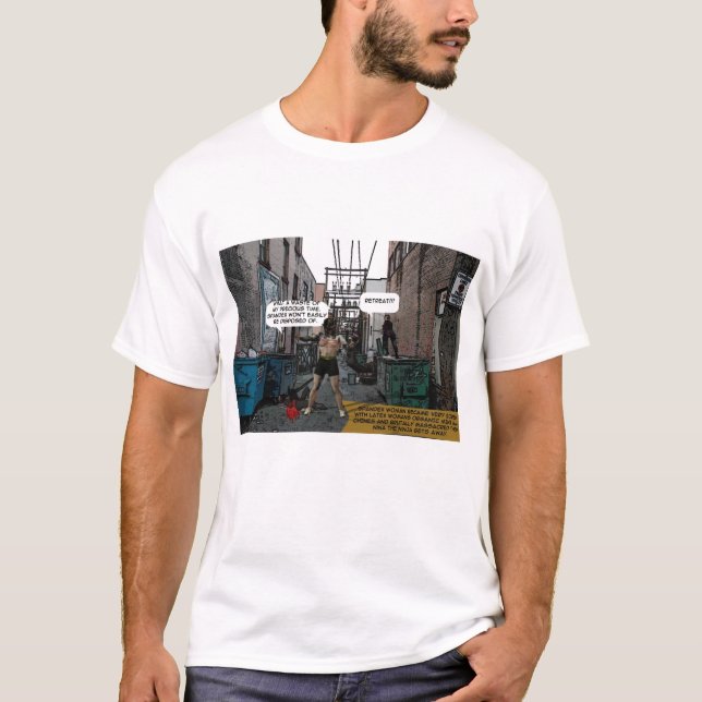 T-shirt história em quadrinhos da mulher do spandex (Frente)