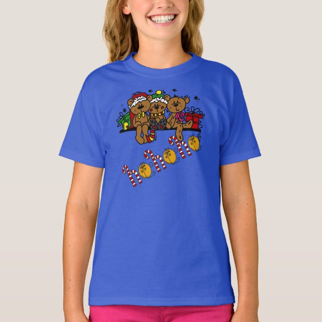T-shirt Ho Ho Ho Teddy Bears (Frente)
