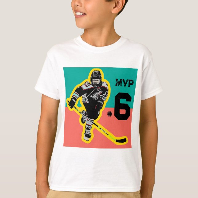T-shirt Hockey Birthday Personalizada (Frente)