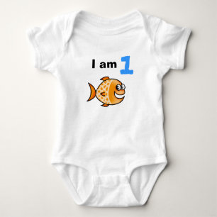 T-shirt Hoje tenho 1 ano (peixe laranja de desenho animado