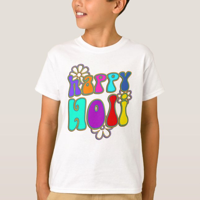 T-shirt HoliES - FELIZ HOLI, abre flores 1 (Frente)