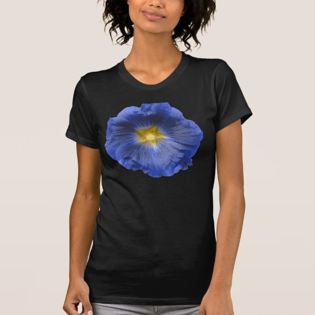 T-shirt Hollyhock Fllower Belinda Blue Ladies T Shirt (Frente)