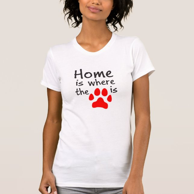 T-shirt Home é onde está a impressão da pata (Frente)