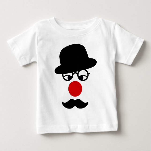 T-shirt Homem bigode com chapéu e palhaço (Frente)