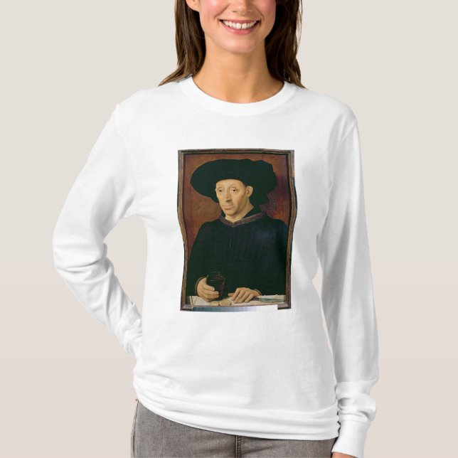T-shirt Homem com um vidro do vinho (Frente)