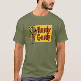 T-shirt Homem de Hurdy Gurdy com macaco e acordeão