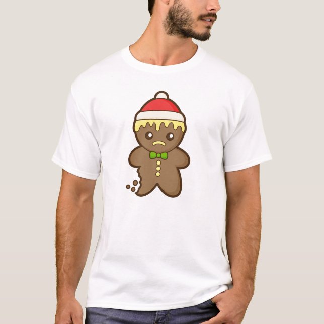 T-shirt Homem de pão-de-espécie do Natal (Frente)