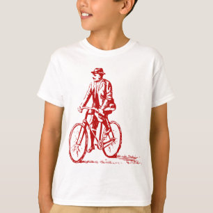 T-shirt Homem em uma bicicleta - vermelho do rubi