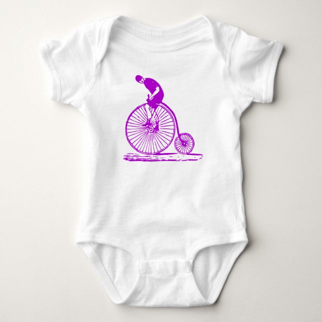 T-shirt Homem em uma Penny Farthing - Roxo (Frente)