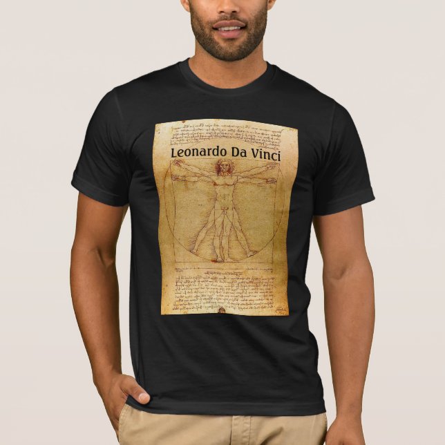 T-shirt Homem-Leonardo da Vinci de Vitruvian (Frente)