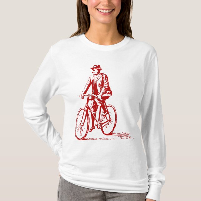 T-shirt Homem numa bicicleta - Ruby Red (Frente)