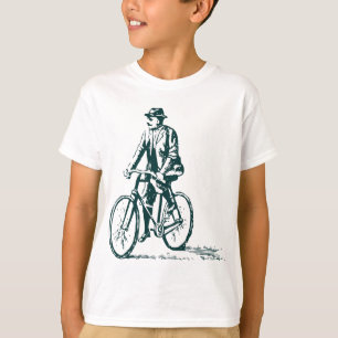 T-shirt Homem numa bicicleta - Verde escuro