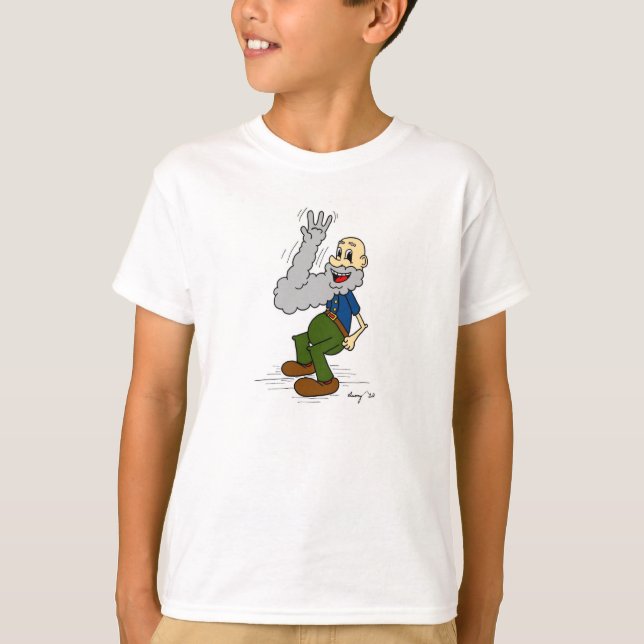 T-shirt Homem Velho Agitando Barba Crianças Básicas (Frente)