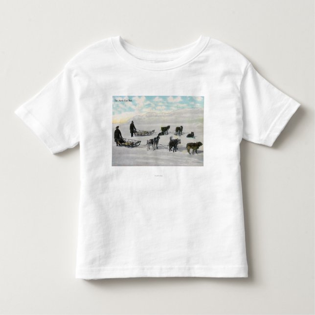 T-shirt Homens com "correio rápido árctico" Dogsled (Frente)