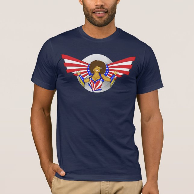T-shirt Homens do anjo do amor do Afro (Frente)
