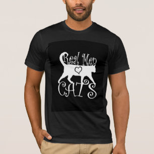 T-shirt Homens Reais Adoram Logótipo de Gatos