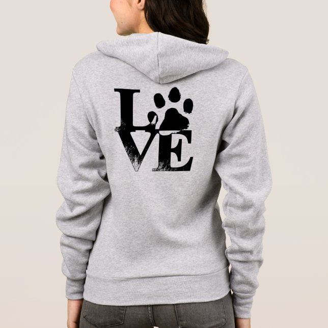 T-shirt Hoodie animal do impressão da pata do amor (Verso)