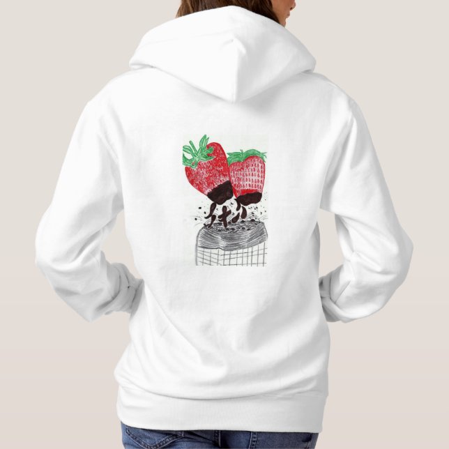 T-shirt Hoodie com cobertura em chocolate da morango (Verso)