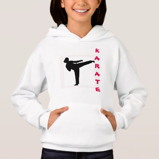 T-shirt Hoodie da menina do karaté (Frente)