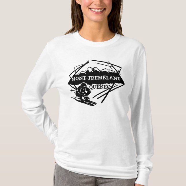 T-shirt Hoodie do esqui de Mont Tremblant Quebeque Canadá (Frente)