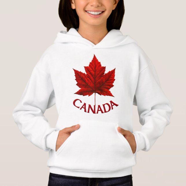 T-shirt Hoodie, Maple Leaf Kid, bandeira do Canadá (Frente)