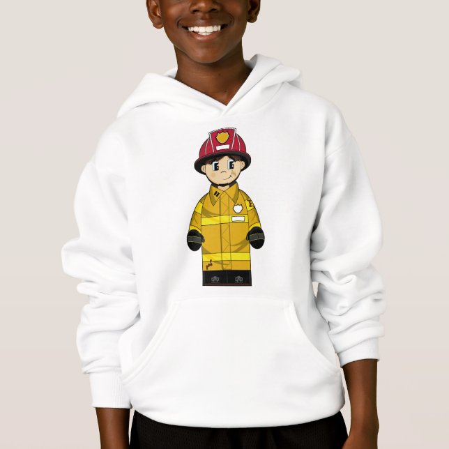 T-shirt Hoodie pequeno bonito do bombeiro (Frente)