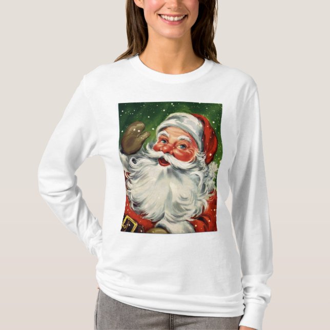 T-shirt Hoodie retro do papai noel do KRW (Frente)