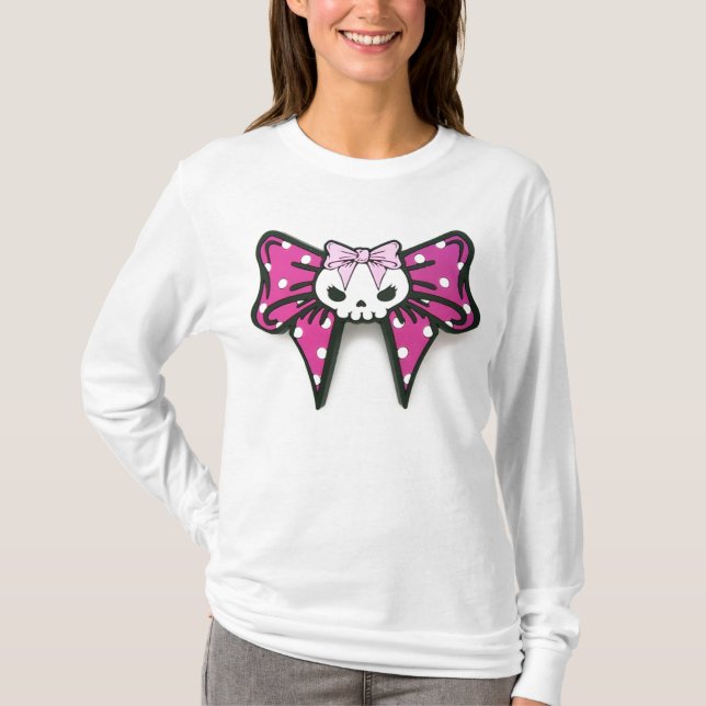 T-shirt Hoodie sleeved longo branco das meninas (Frente)