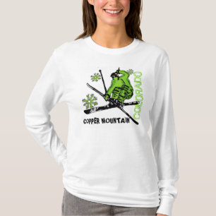 T-shirt Hoodie verde das senhoras do esquiador de Colorado