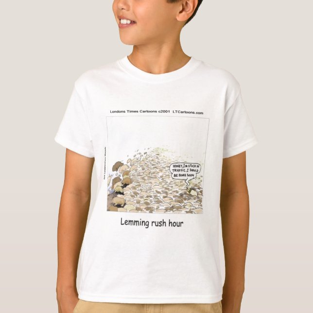 T-shirt Hora da Corrida dos Lemmings Divertido (Frente)