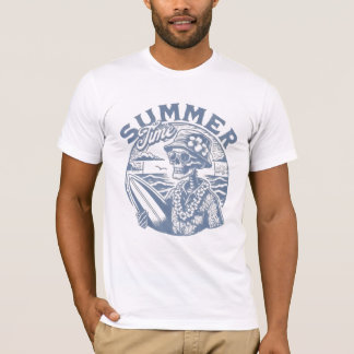 T-Shirt Horário de Verão com Surfer de Retro Skele