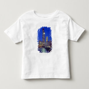 T-shirt Horizonte de Chicago, Illinois, à noite com Chicag