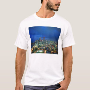 T-shirt Horizonte de Singapura à noite, Singapura